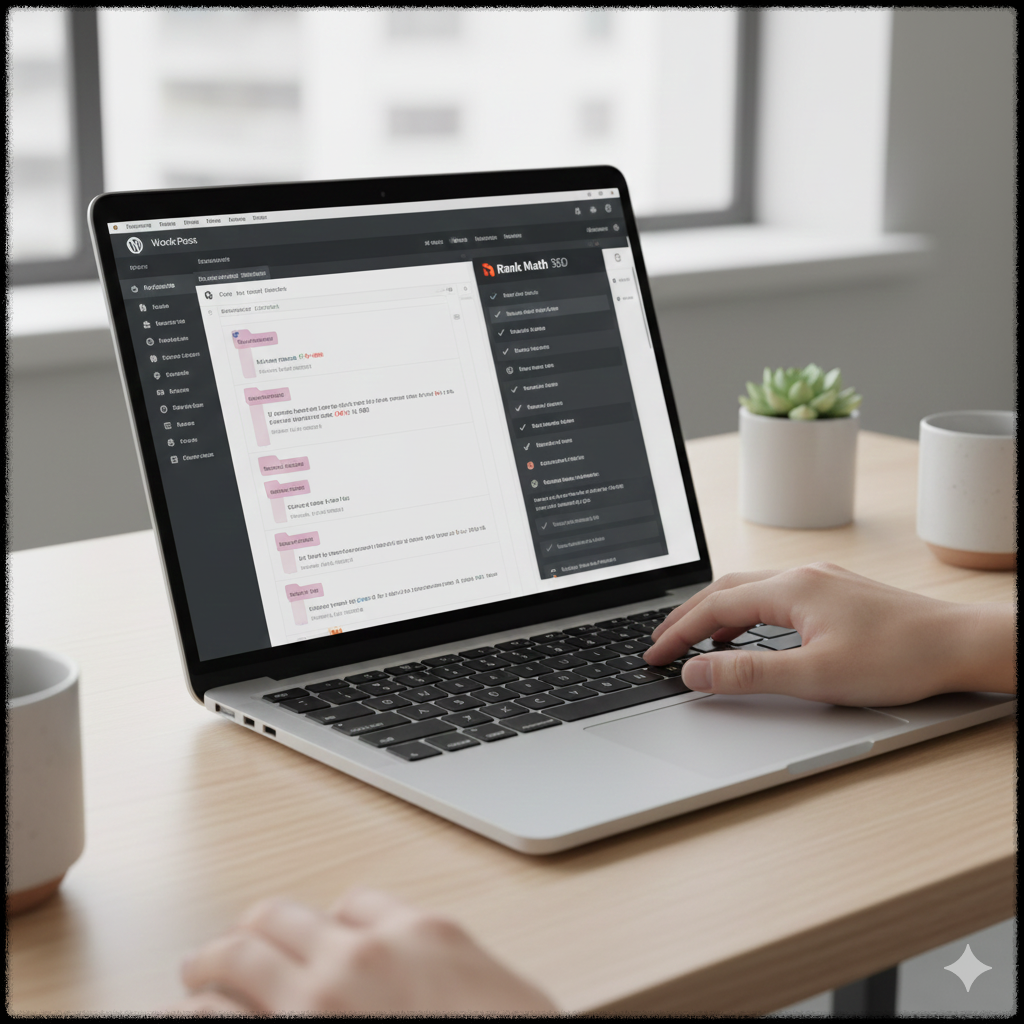 SEO 기준에 맞춰 콘텐츠를 수정하고 최적화하는 모습