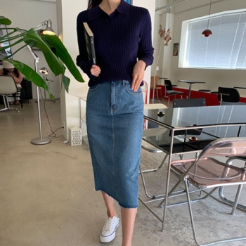 2컬러 여성 롱 청 치마 데님 스커트 밴딩 코디 봄 가을 여름 빅사이즈 (S-XL)