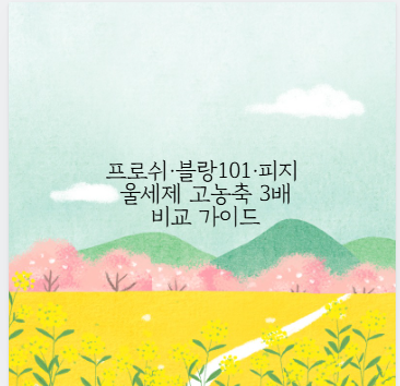 프로쉬·블랑101·피지 울세제 고농축 3배 비교 가이드