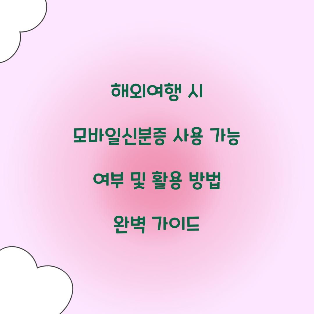 해외여행 시 모바일신분증 사용 가능 여부