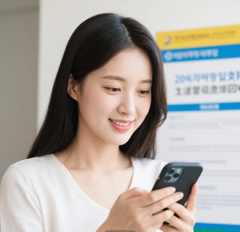 민생회복지원금 2차 신청하는 여성 사진