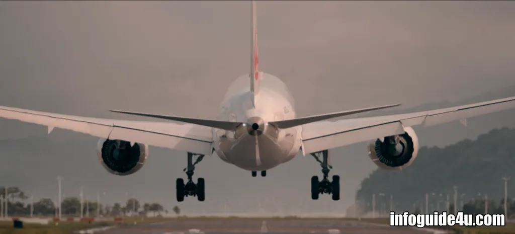 활주로에 착륙하는 비행기