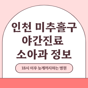 인천 미추홀구 야간진료 소아과 병원 (18시 이후 늦게까지하는 병원)
