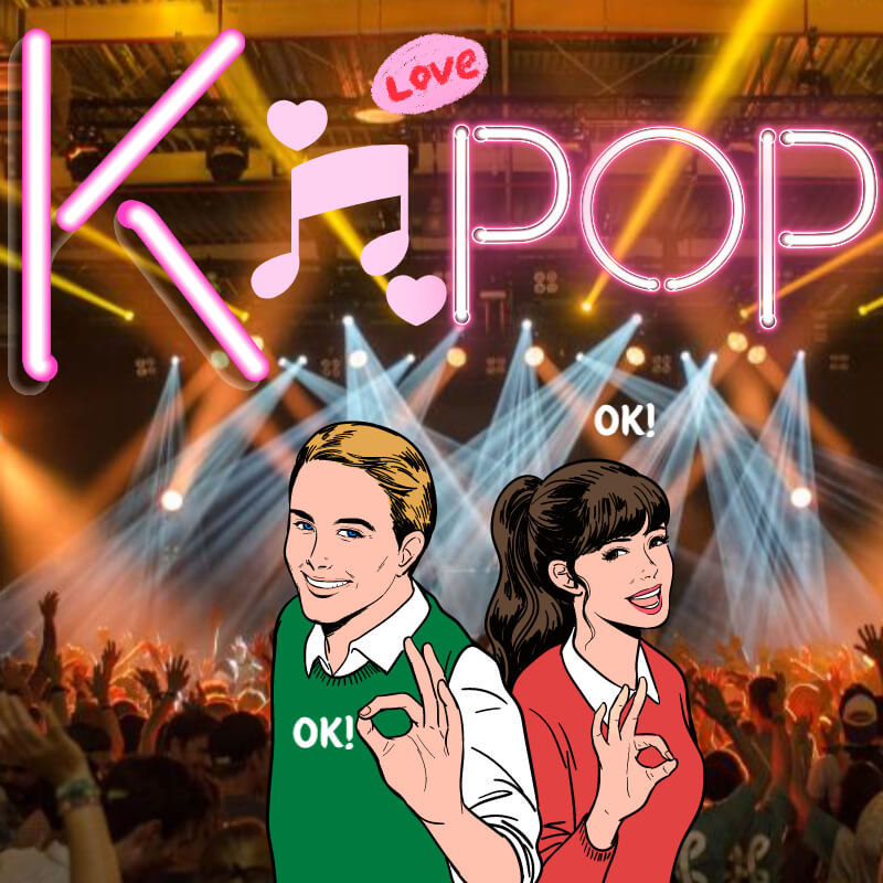 A-picture-of-parents-saying-ok-with-one-hand-against-the background-of-a-K-pop-concert-hall