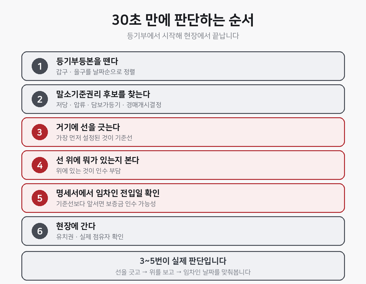 선을 긋고 → 위를 보고 → 임차인 날짜를 맞춰봅니다