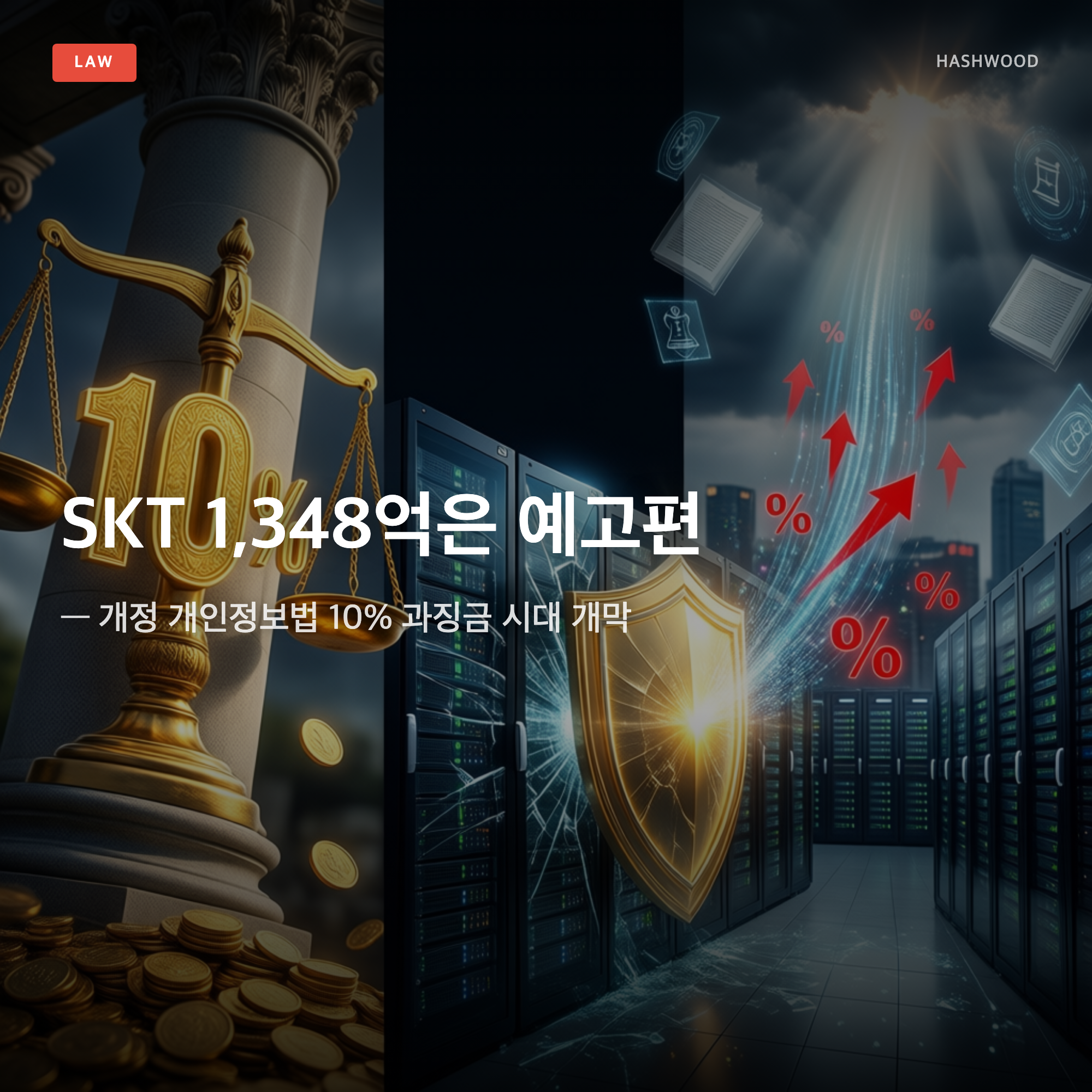 그림: SKT 1,348억은 예고편 — — 개정 개인정보법 10% 과징금 시대 개막