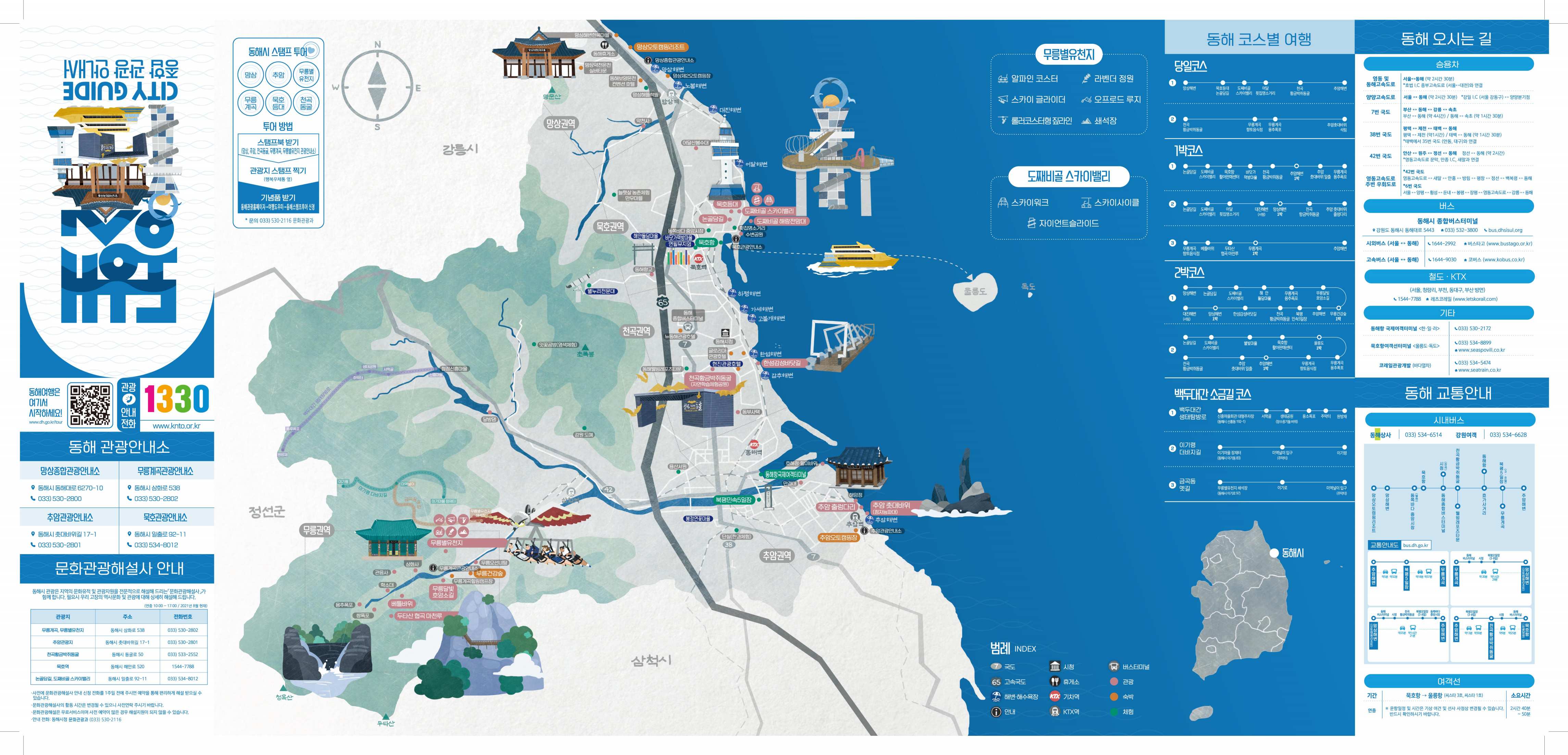 강원도 동해 여행을 위한 관광지도 책자