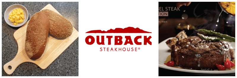부시맨 브레드, 아웃백 로고, 스테이크 사진