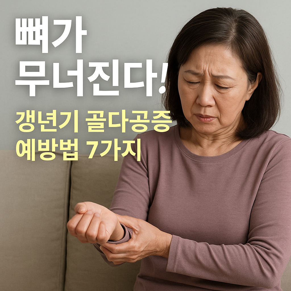 갱년기로 골다공증을 힘들어 하는 여성의 모습
