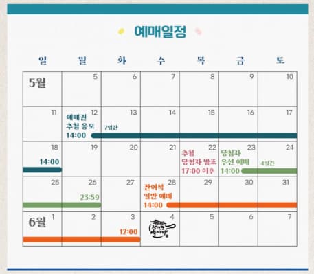 예매일정에 대한 것을 보여주는 이미지