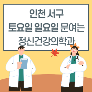 인천 서구 토요일 일요일 정신건강의학과 진료 병원 리스트