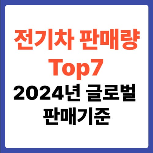 전기차 판매량 TOP 7 (2024년 글로벌 판매 기준)