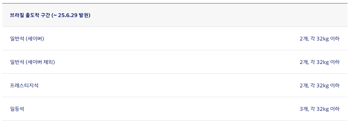 브라질 국제선 위탁수하물