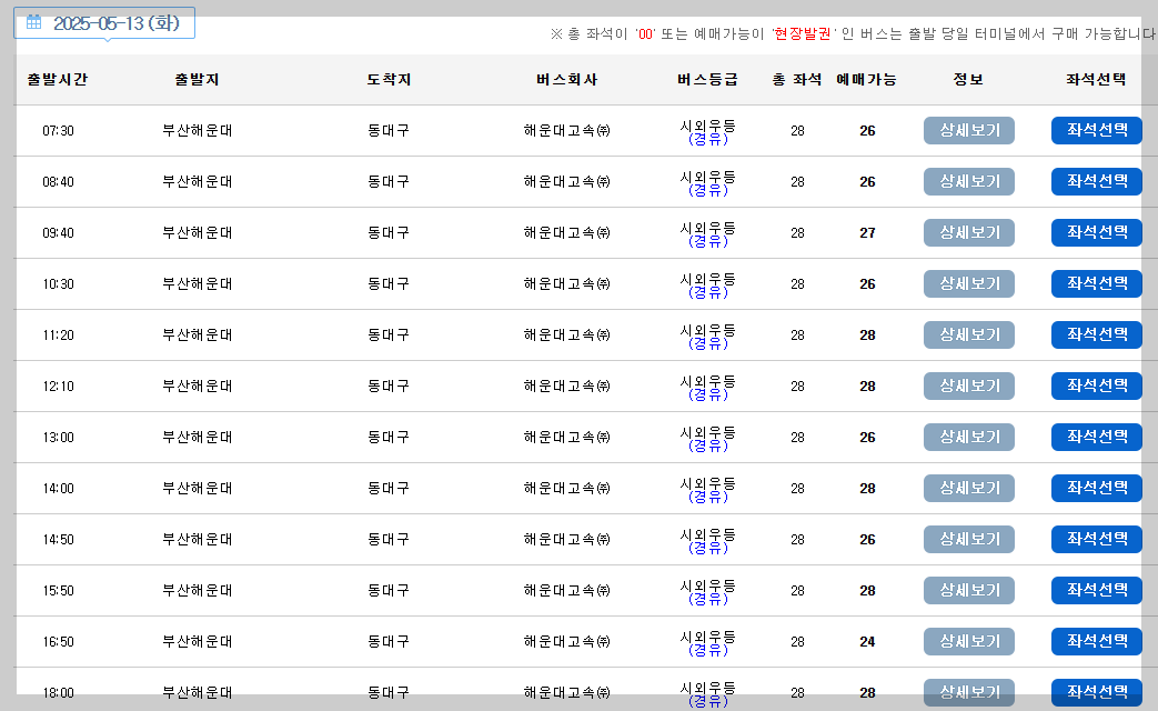 해운대시외버스터미널 시간표, 예매, 노선 총정리