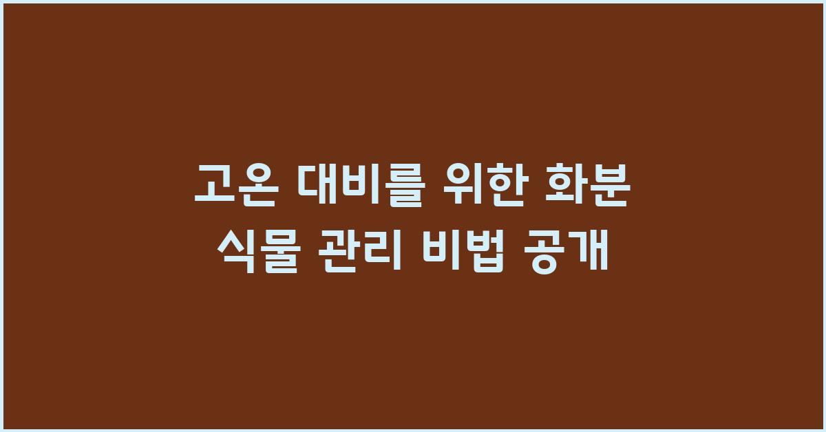 고온 대비를 위한 화분 식물 관리