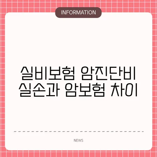 실비보험 암진단비 실손과 암보험 차이