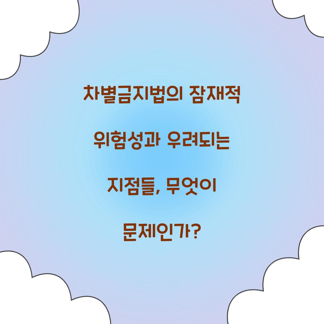 차별금지법의 잠재적 위험성과 우려되는 지점들