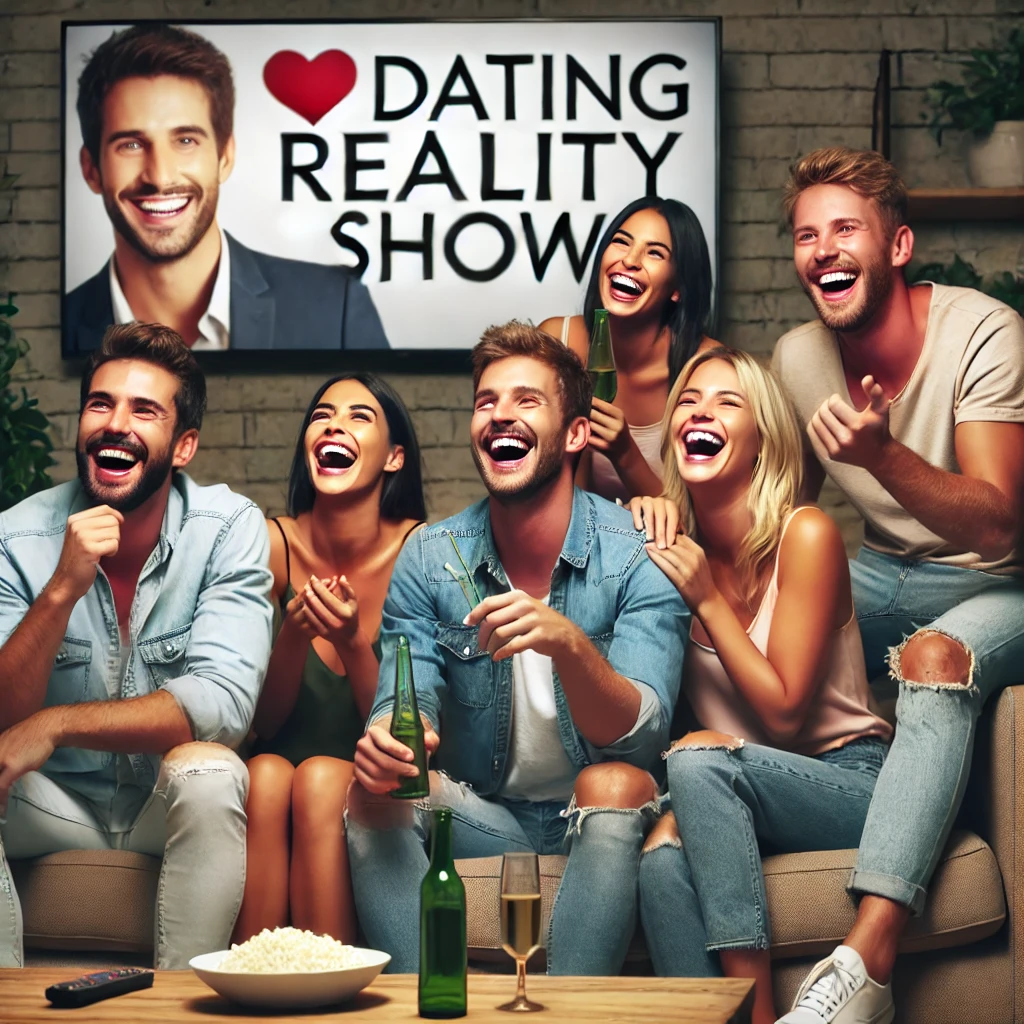 "사람들이 연애 리얼리티 프로그램을 보며 감정 이입하는 모습"