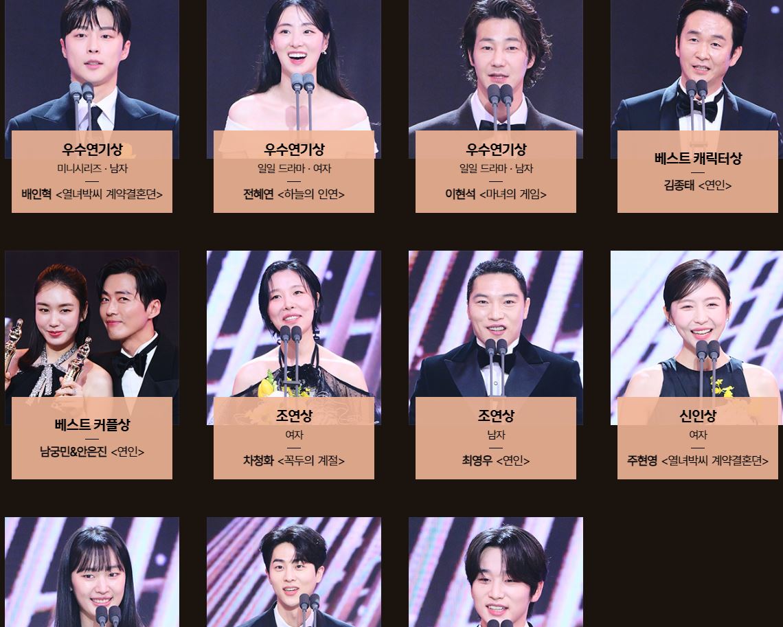 2023 KBS MBC SBS 연기대상 수상자 대상