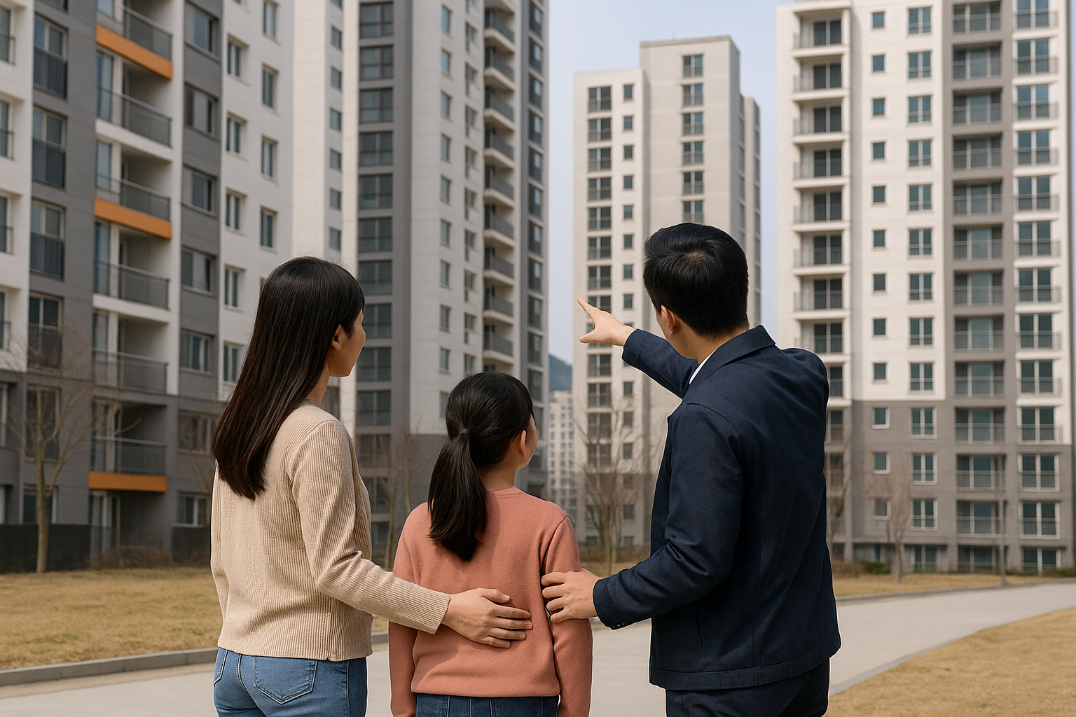 이전 기관 근처 주거지를 직접 답사하는 가족의 모습