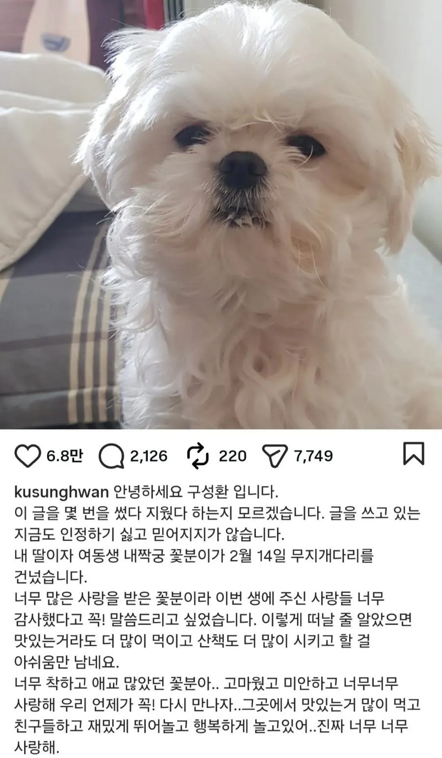 배우 구성환 꽃분이