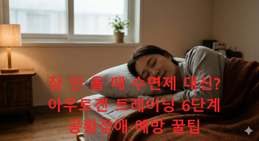 편안하게 누워 수면 명상인 아우토겐 트레이닝을 하는 모습