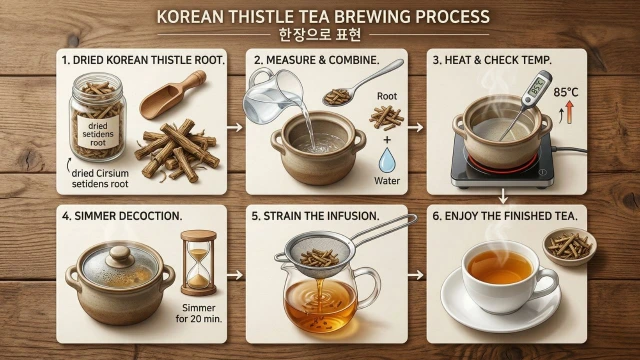 엉겅퀴차 올바르게 끓이는 단계별 과정, 쓴맛 없는 약초차 만들기