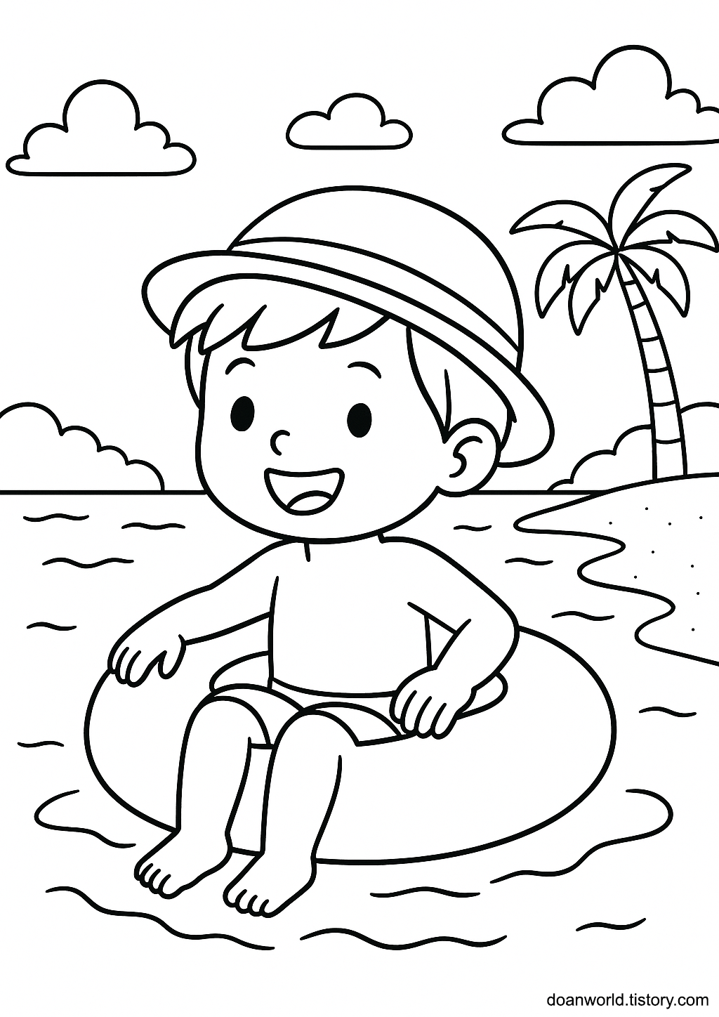 튜브 타는 아이 색칠공부 도안