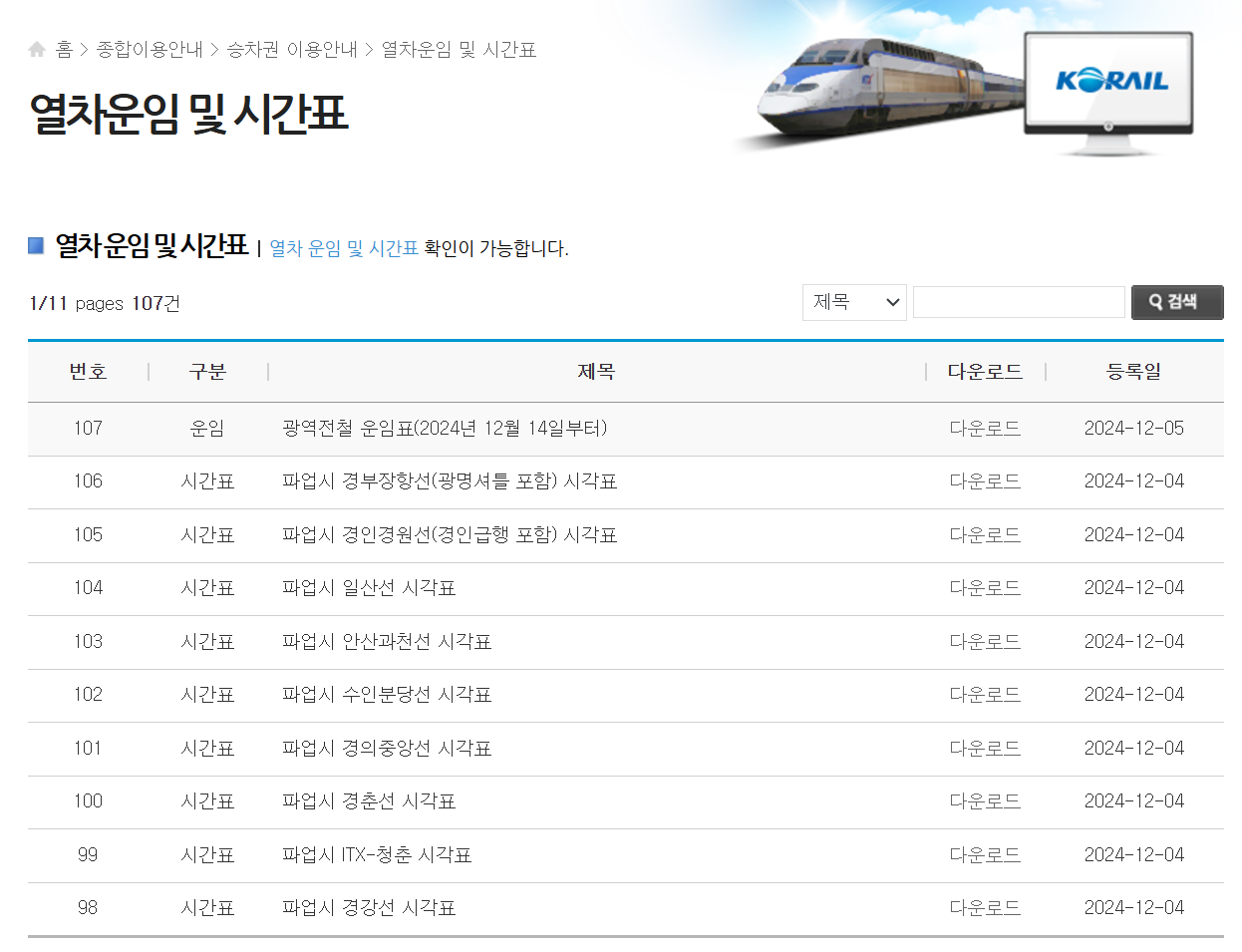 2024 코레일 파업 열차운임 시간표 변경 총청리