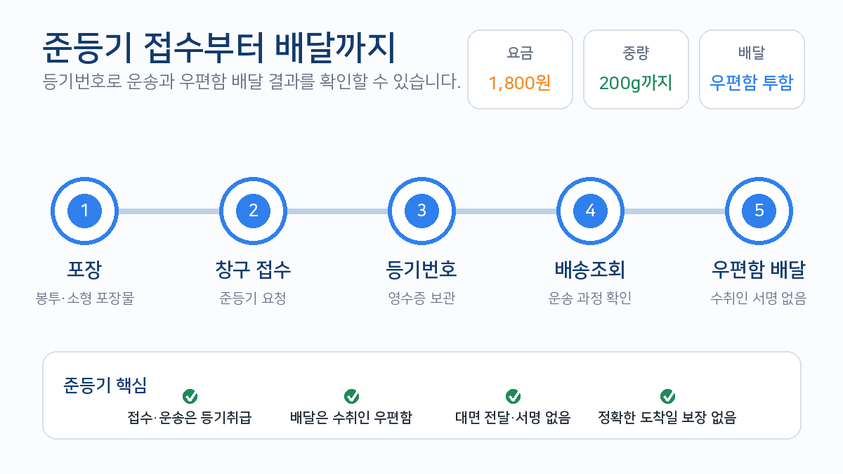 준등기 접수 운송 배송조회 우편함 배달 과정