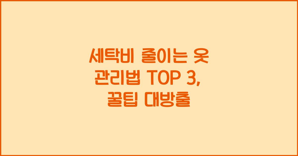 세탁비 줄이는 옷 관리법 TOP 3