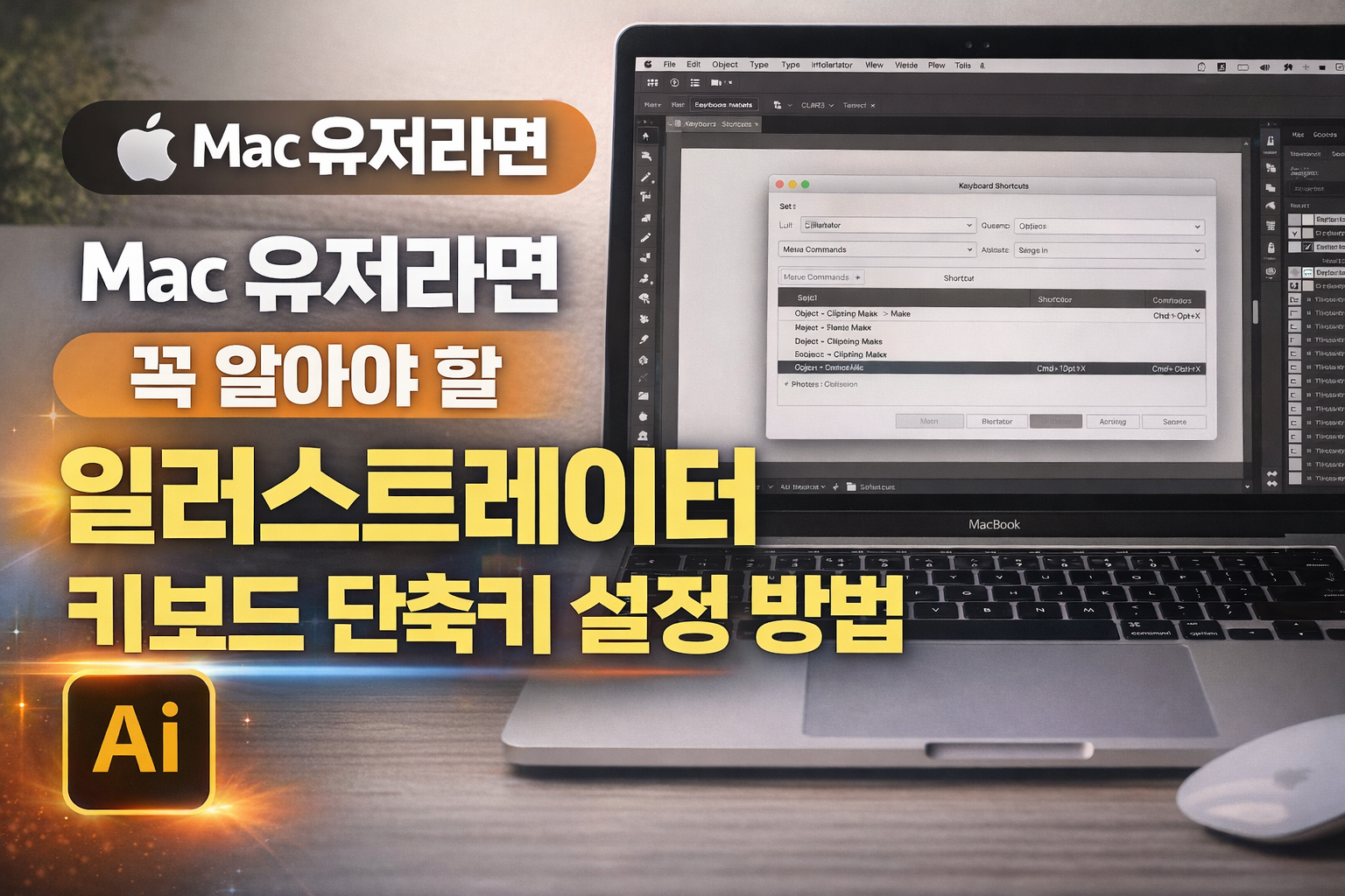Mac 유저라면 꼭 알아야 할 일러스트레이터 키보드 단축키 설정 방법
