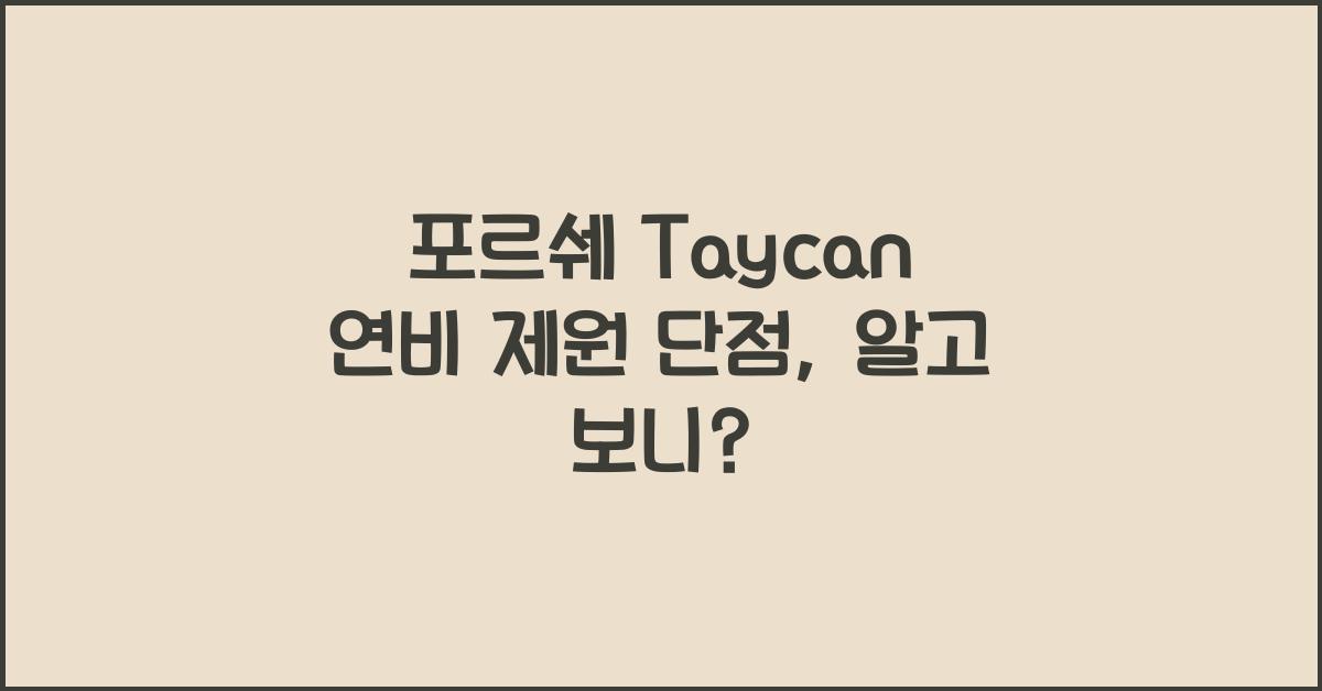포르쉐 Taycan 연비 제원 단점
