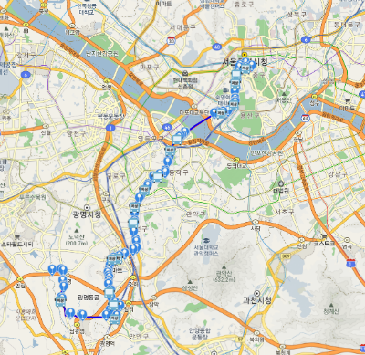 505번 버스 노선도