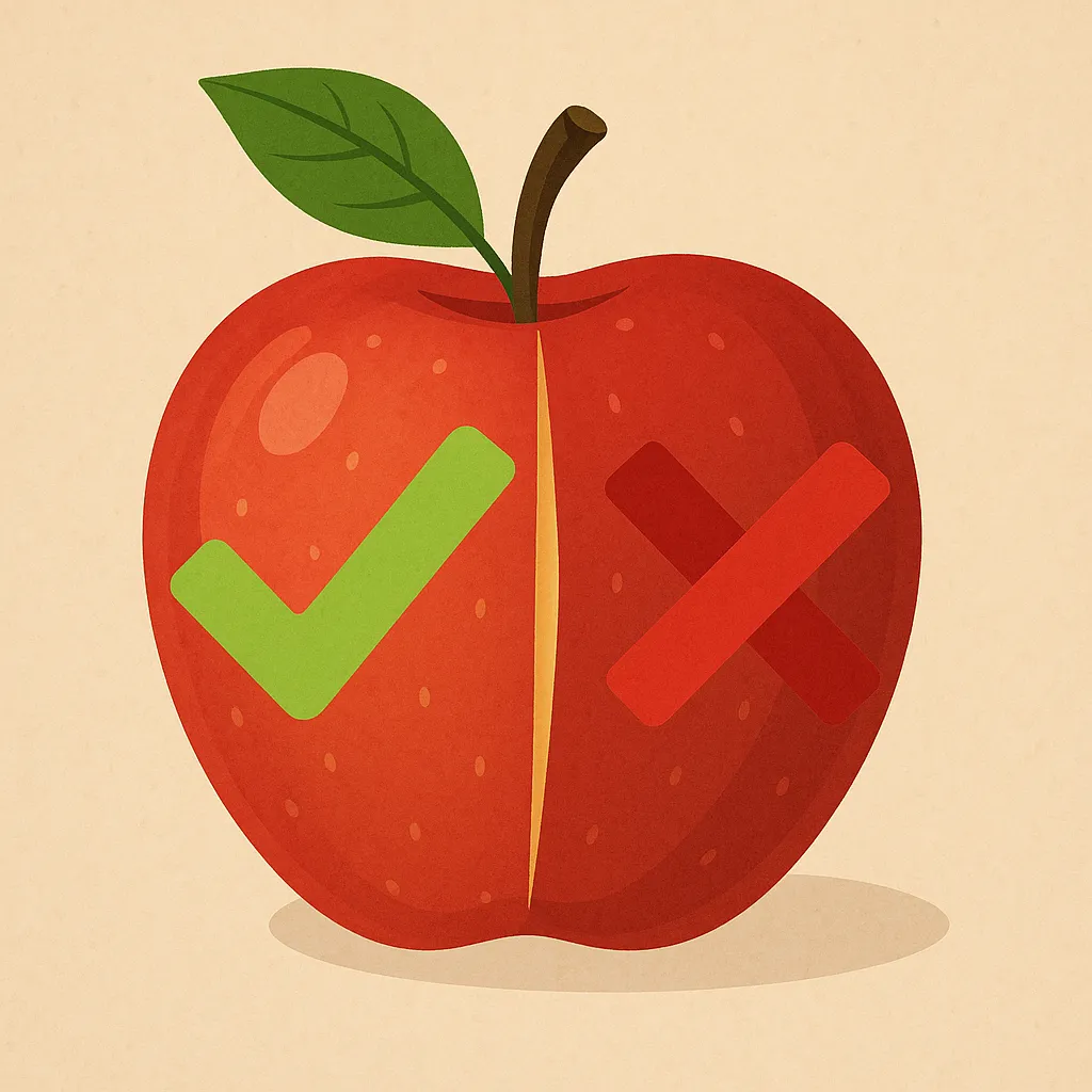 과일-껍질째-먹는-것의-장단점을-상징적으로-표현한-일러스트-이미지로-사과를-통째로-둔-모습과-껍질의-이점과-단점을-대조적으로-묘사