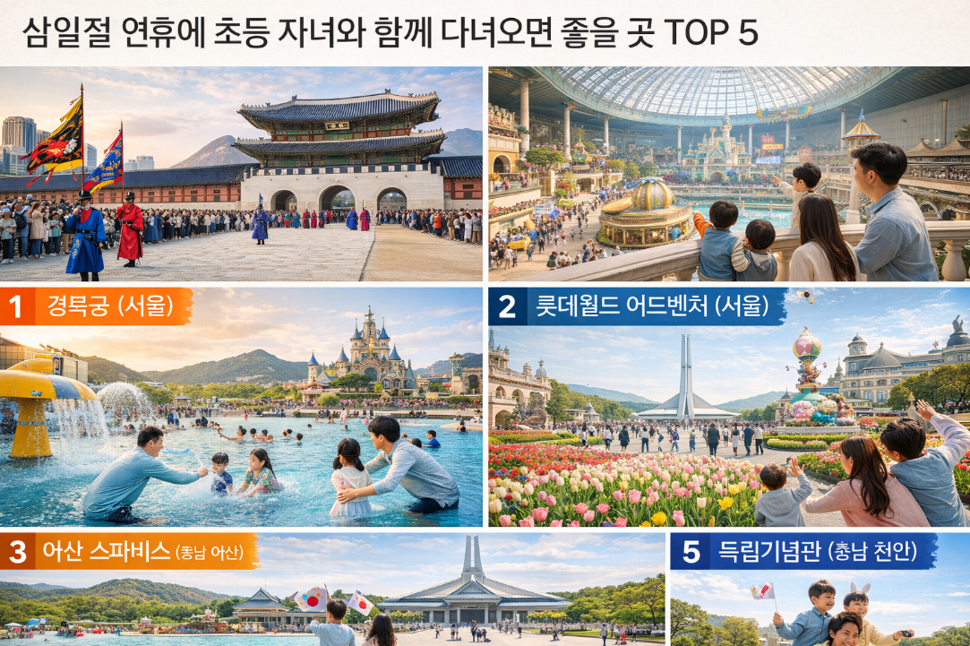 삼일절 연휴 초등 자녀와 다녀오면 좋은 곳 TOP 5 완벽 정리