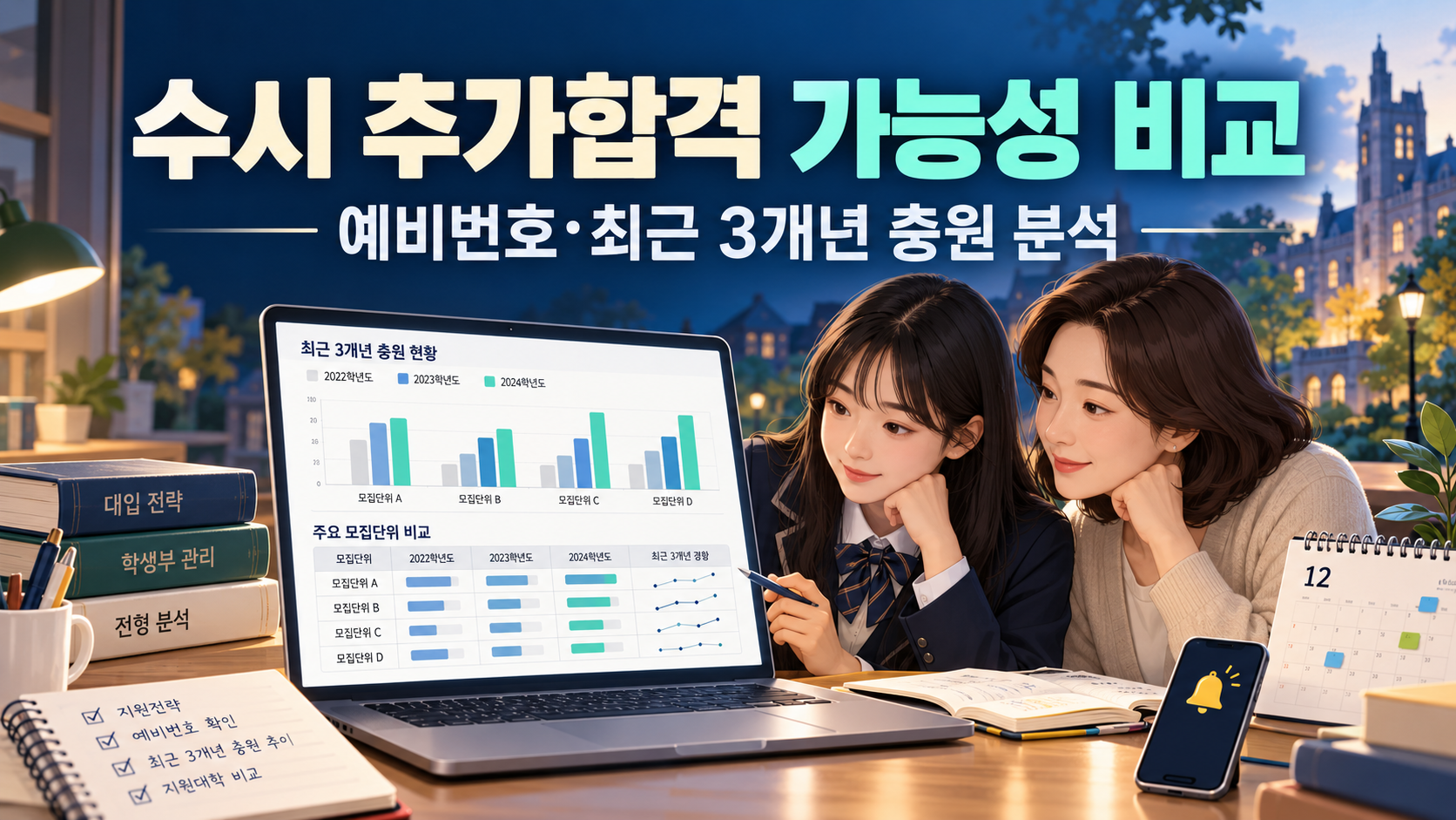 수시 추가합격 가능성 비교 도구 - 예비번호·최근 3개년 충원인원 분석
