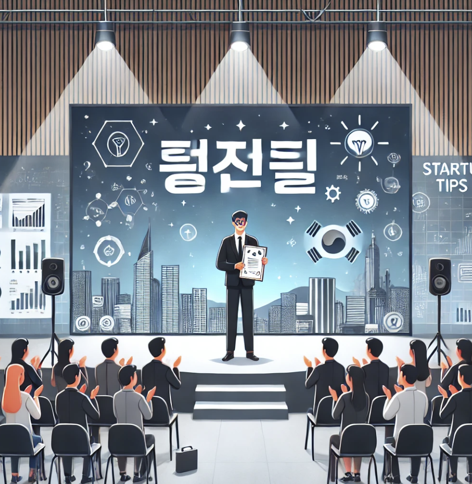 스타트업 성공으로 상을 받는 자랑스러운 창업자의 순간