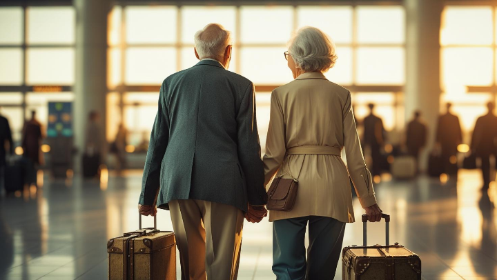 여행을 떠나는 시니어 부부, 인생 2막의 설레는 첫 장면