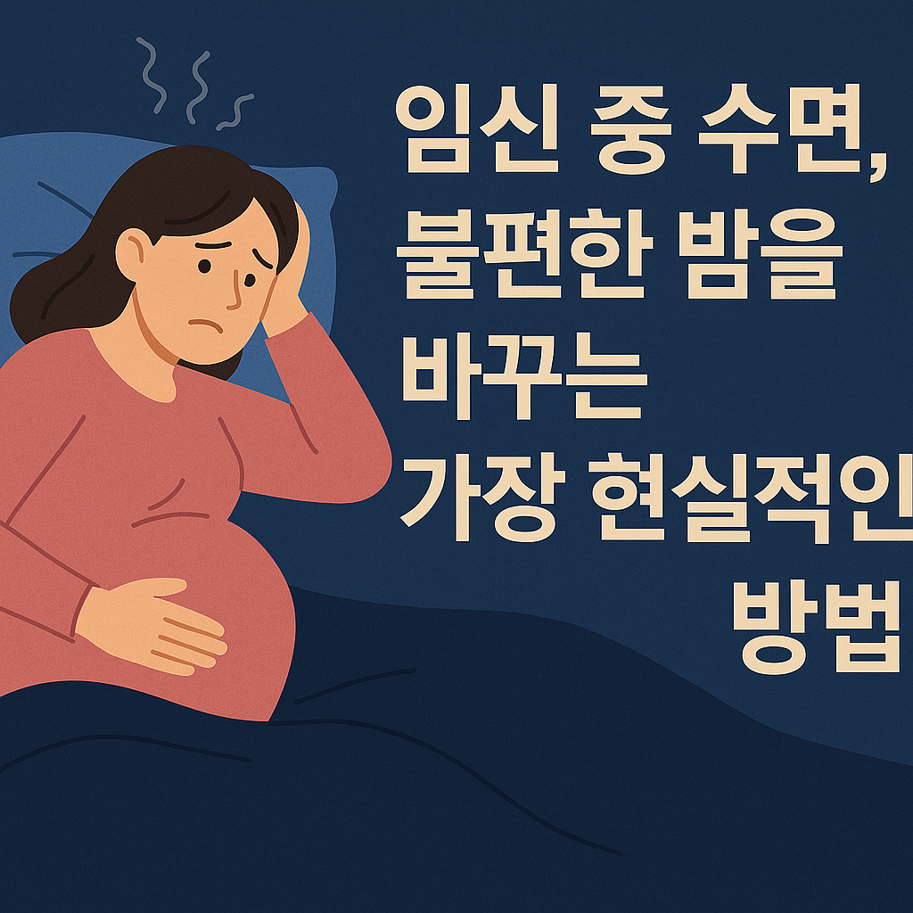 임신 중 수면에 어려움을 겪는 여성이 왼쪽으로 누워 고민하는 모습