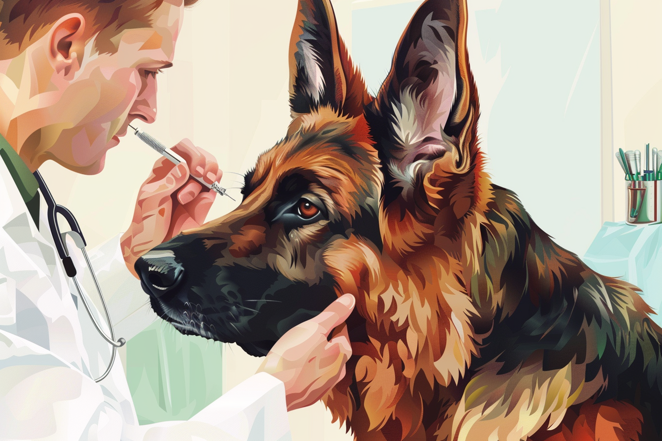 A dog with a swollen ear