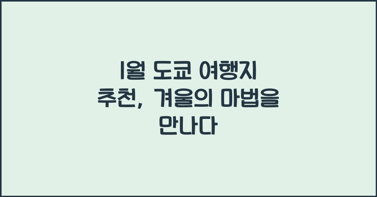 1월 도쿄 여행지 추천