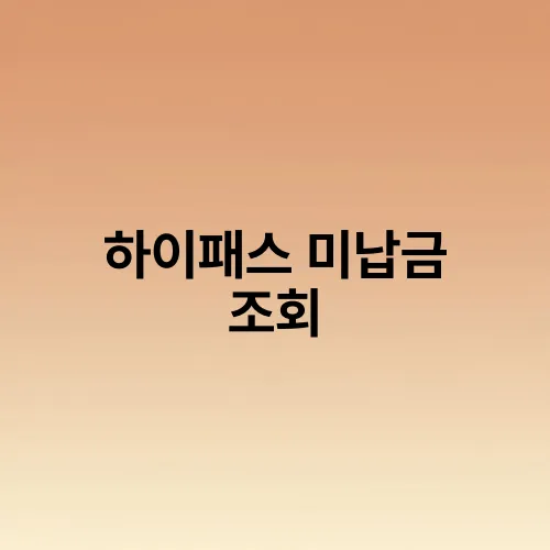 하이패스 미납금 조회