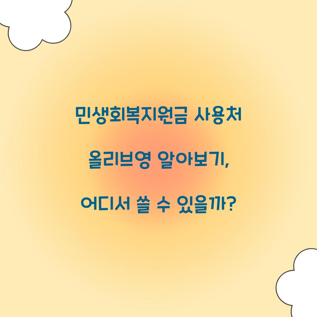 민생회복지원금 사용처 올리브영