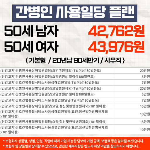 50대 간병인 보험 추천