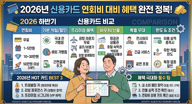2026년 신용카드 연회비 대비 혜택 비교표 이미지