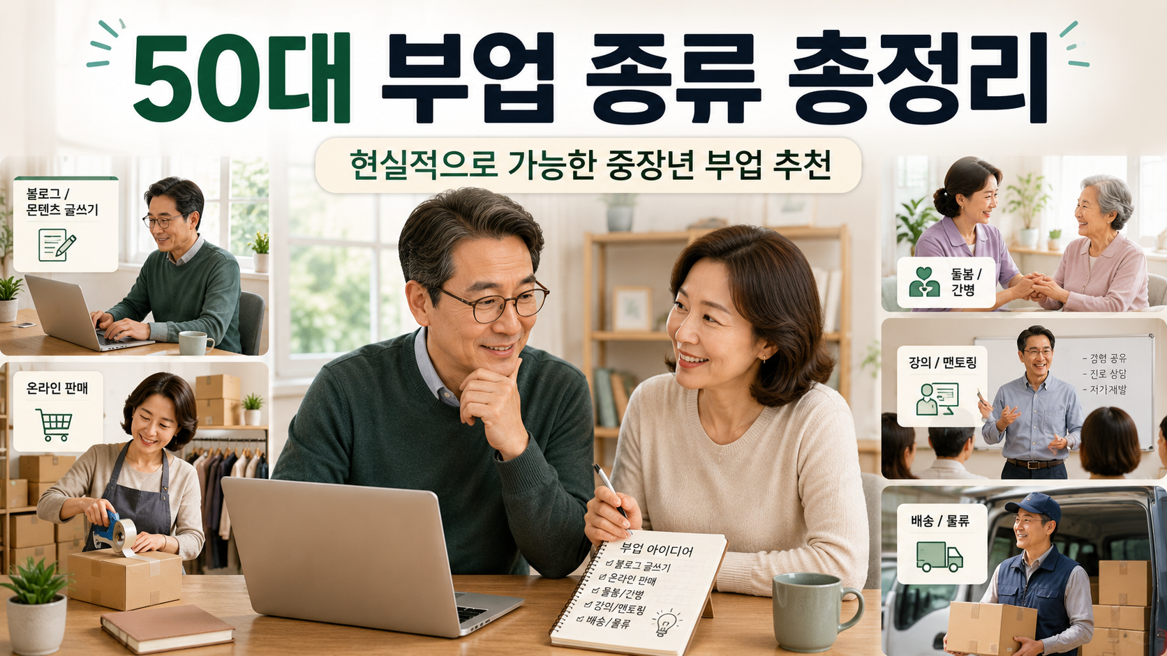 50대 부업 종류 총정리|현실적으로 가능한 중장년 부업 추천