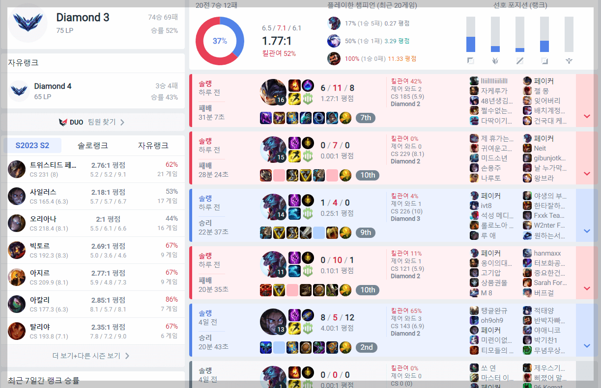 롤 전적 검색 op gg