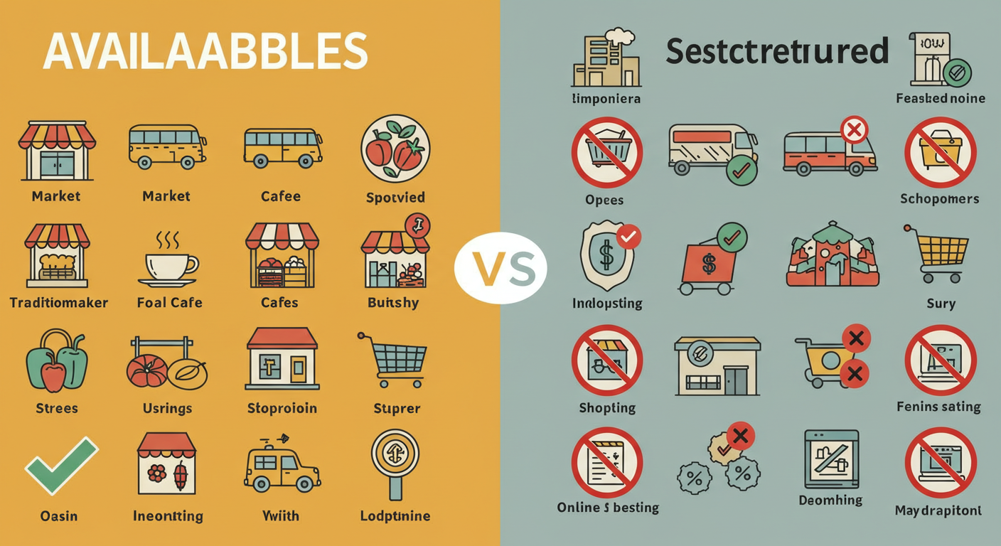 사용 가능한 곳과 제한 업종 비교