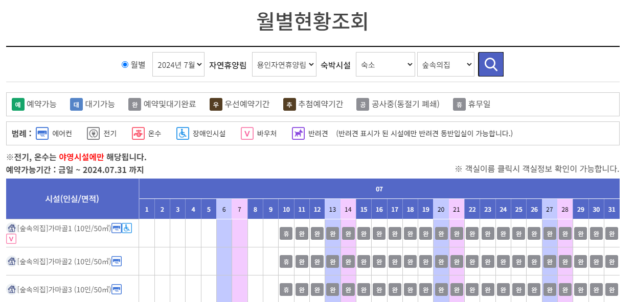 용인자연휴양림 예약